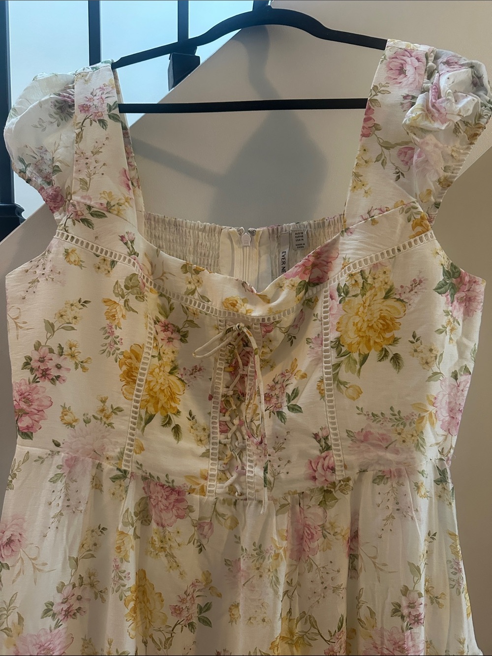 Ever New White Floral Sundress with Yellow and Pink Print - Picture 2 of 4
